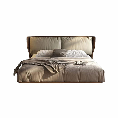 Auld Microfiber Leather Upholstered Modern Floating Bed Frame