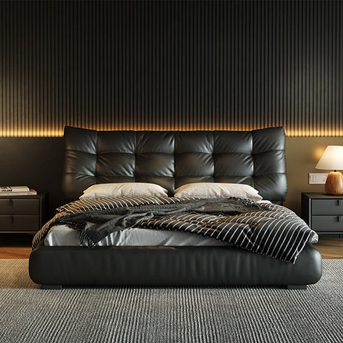 Aurum Microfiber Leather Upholstered Modern Bed Frame