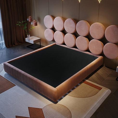 Ava Velvet Round Special Shaped Headboard Luxury Bed Frame