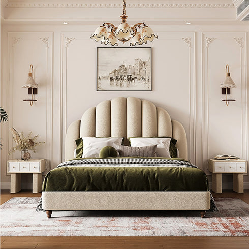 Averil Velvet Vintage High Headboard Bed Frame