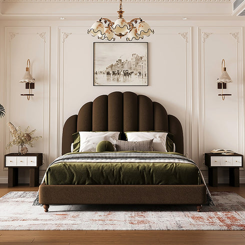 Averil Velvet Vintage High Headboard Bed Frame
