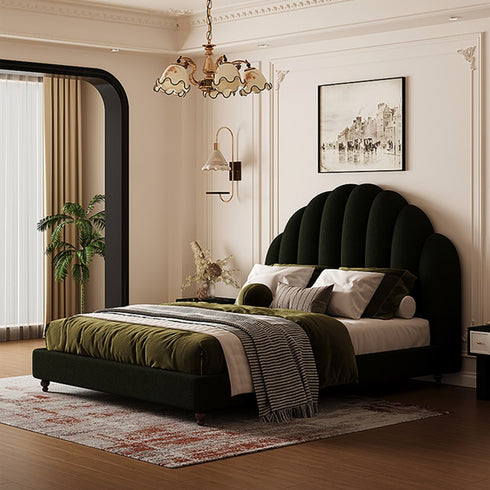 Averil Velvet Vintage High Headboard Bed Frame