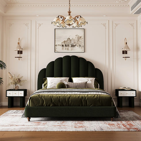 Averil Velvet Vintage High Headboard Bed Frame