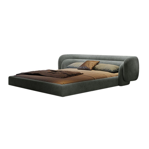 Avis Velvet Curved Headboard Modern Bed Frame