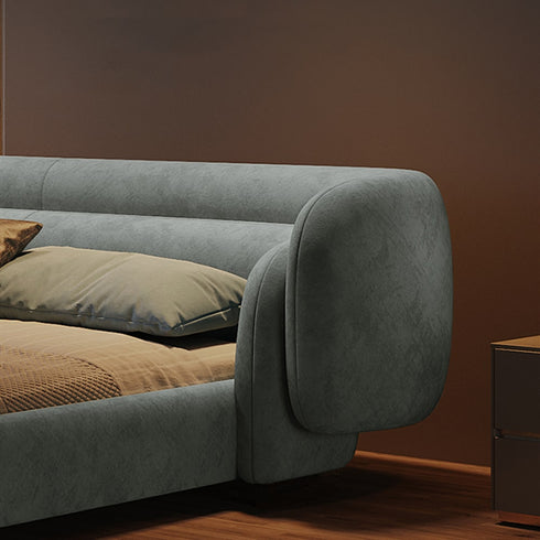Avis Velvet Curved Headboard Modern Bed Frame