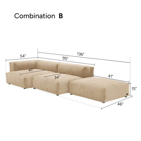 Amaris Corduroy Modern Simple Sofa Cube Modular Couch
