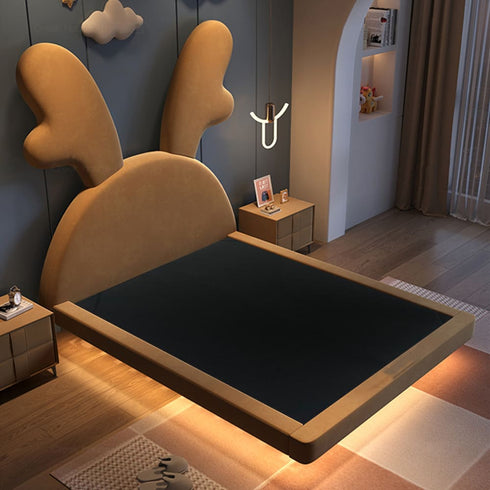 Baran Velvet Shaped High Headboard Floating Bed Frame