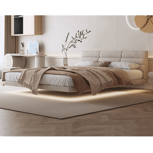 Bardot Suede Fabric Modern Floating Bed Frame
