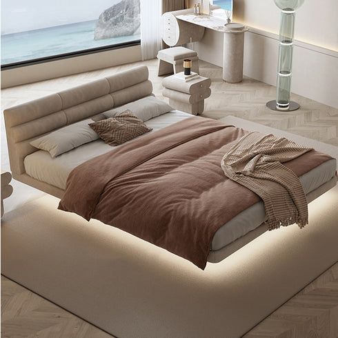 Bardot Suede Fabric Modern Floating Bed Frame