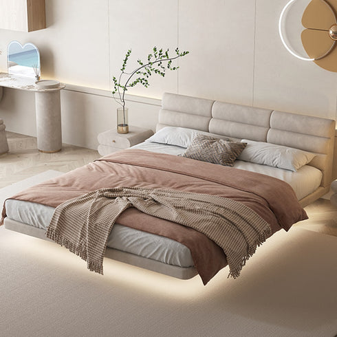 Bardot Suede Fabric Modern Floating Bed Frame