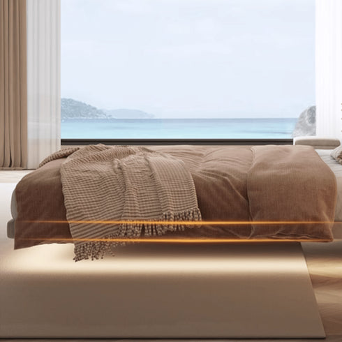 Bardot Suede Fabric Modern Floating Bed Frame