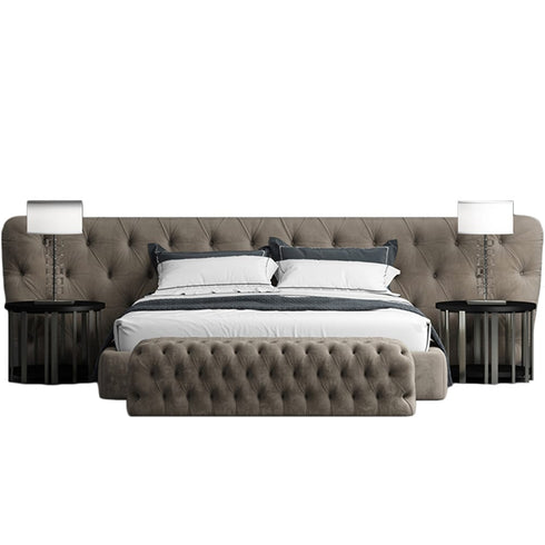 Bossanova Velvet Fabric Wide Headboard Luxury Bed Frame