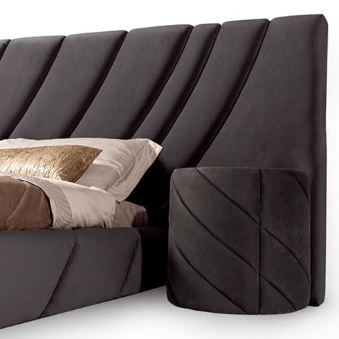 Barossa Velvet Fabric Wide Headboard Luxury Bed Frame