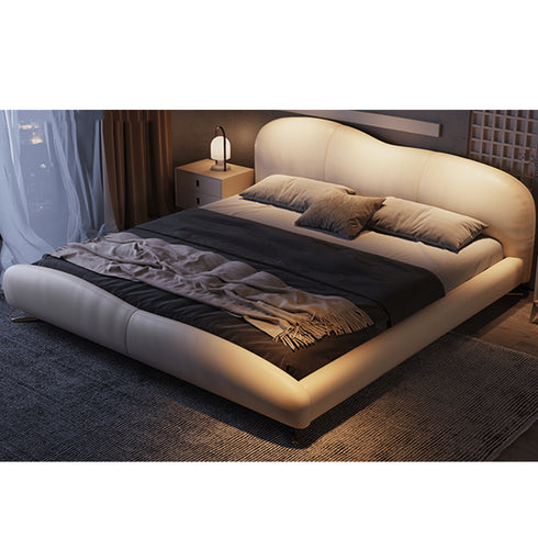 Barra Microfiber Leather Simple Shaped Headboard Bed Frame