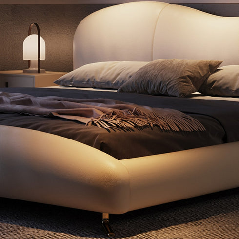 Barra Microfiber Leather Simple Shaped Headboard Bed Frame