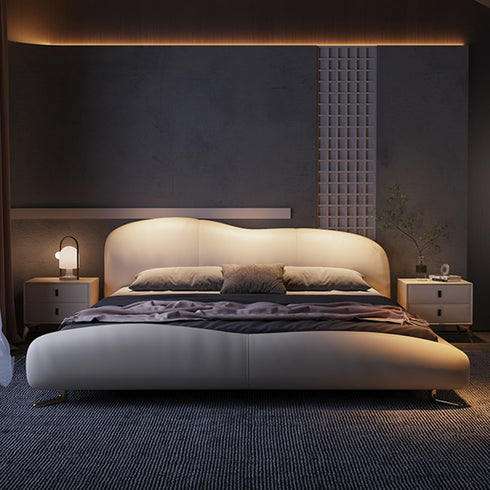 Barra Microfiber Leather Simple Shaped Headboard Bed Frame