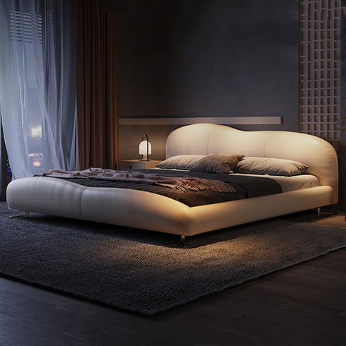 Barra Microfiber Leather Simple Shaped Headboard Bed Frame