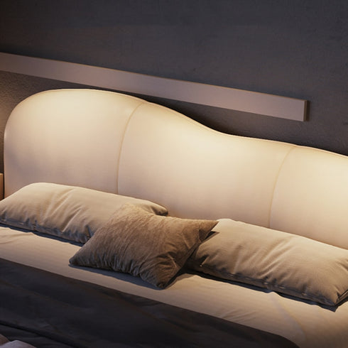 Barra Microfiber Leather Simple Shaped Headboard Bed Frame