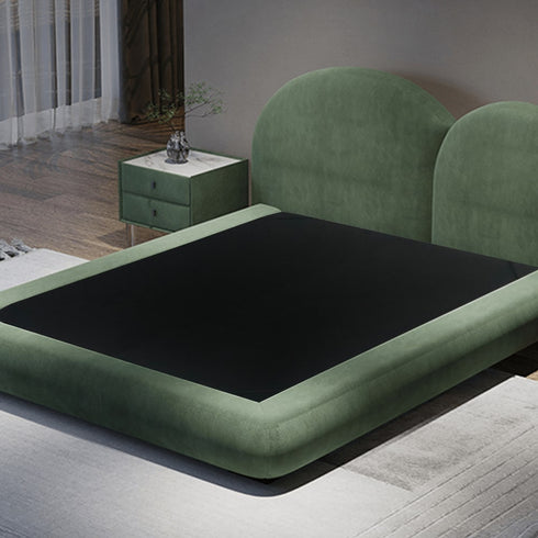 Batu Velvet Curved Headboard Modern Bed Frame