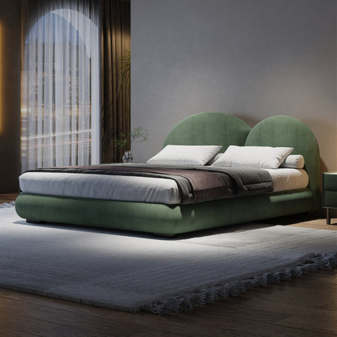 Batu Velvet Curved Headboard Modern Bed Frame