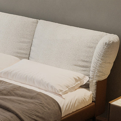Baylee Microfiber Leather+Boucle Fabric Upholstered Headboard Bed Frame