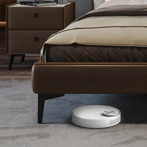 Baylee Microfiber Leather+Boucle Fabric Upholstered Headboard Bed Frame