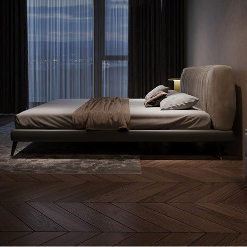 Beagan Microfiber Leather+Suede Fabric Modern Bed Frame