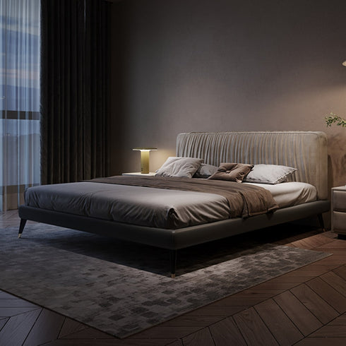 Beagan Microfiber Leather+Suede Fabric Modern Bed Frame