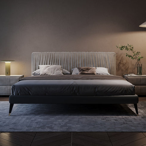 Beagan Microfiber Leather+Suede Fabric Modern Bed Frame
