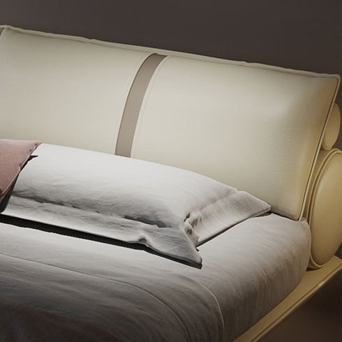 Belle Low Headboard Calf Leather Floating Bed Frame