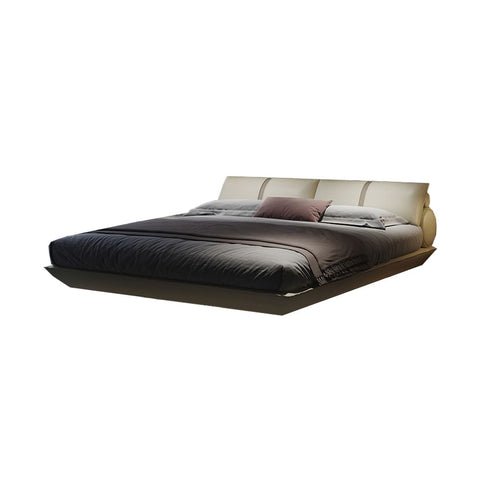 Belle Low Headboard Calf Leather Floating Bed Frame