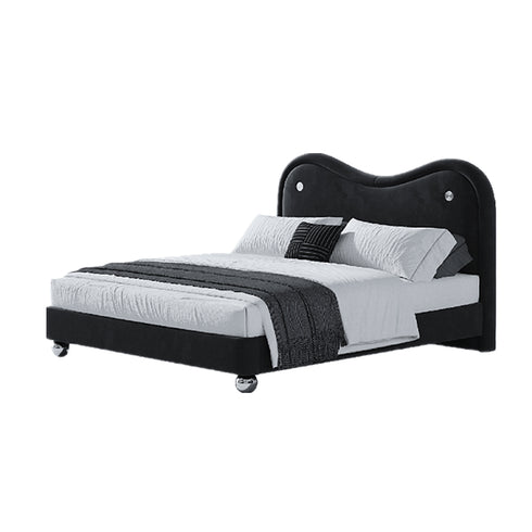 Beltran Velvet Shaped Headboard Modern Bed Frame