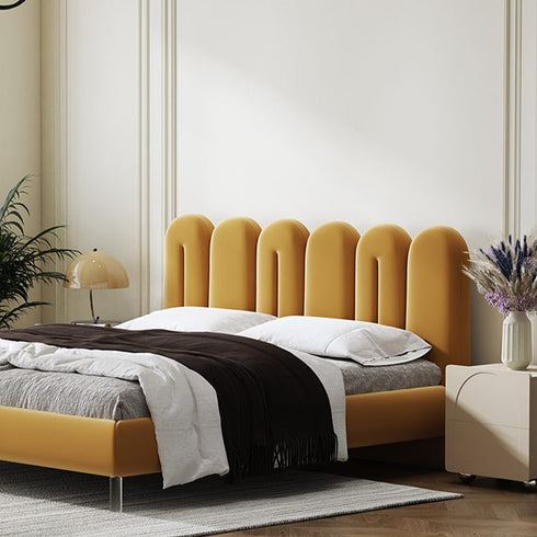 Benitez Velvet Modern Bed Frame with Acrylic Feet