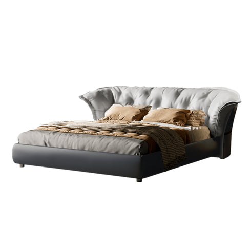 Benson Calf Leather Wide Headboard Bed Frame