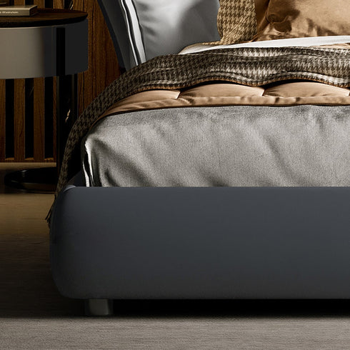 Benson Calf Leather Wide Headboard Bed Frame