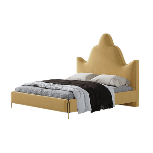 Bentlee Velvet Crown Shaped Headboard Bed Frame