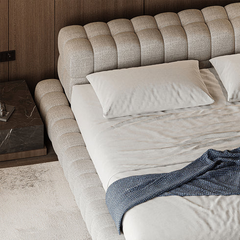 Berne Velvet Fabric Low Headboard Simple Bed Frame