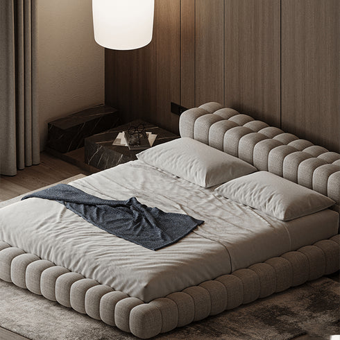 Berne Velvet Fabric Low Headboard Simple Bed Frame