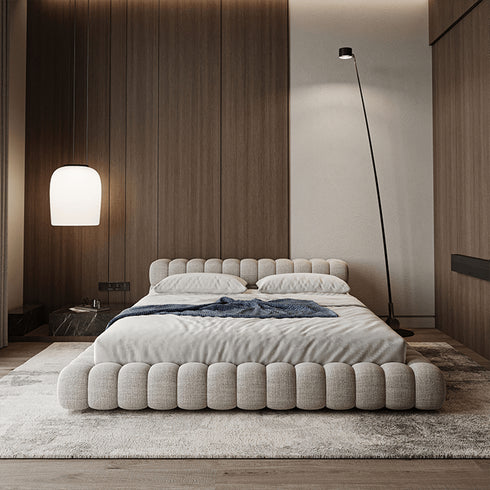 Berne Velvet Fabric Low Headboard Simple Bed Frame