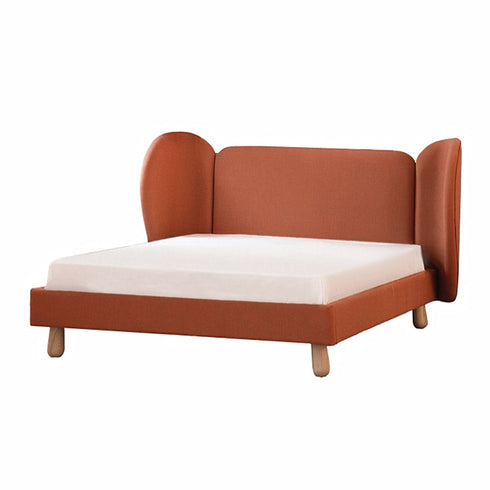 Berta Cotton Linen Fabric Wide Headboard Bed Frame