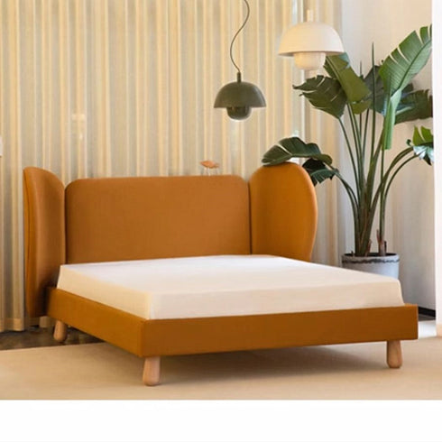 Berta Cotton Linen Fabric Wide Headboard Bed Frame