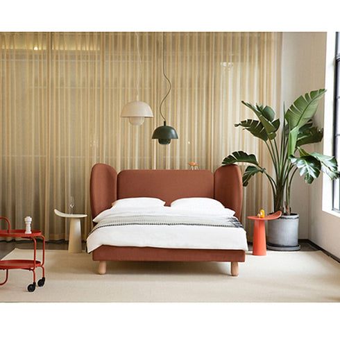 Berta Cotton Linen Fabric Wide Headboard Bed Frame