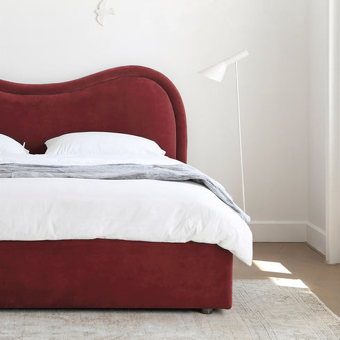 Bienne Velvet Curved Headboard Modern Bed Frame
