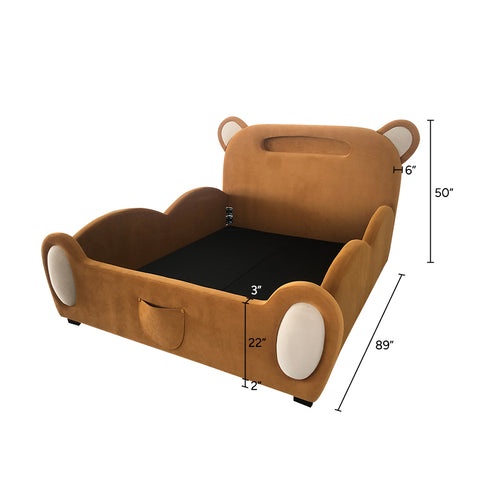 Blaire Velvet Cute Bear Shaped Modern Bed Frame