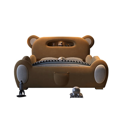 Blaire Velvet Cute Bear Shaped Modern Bed Frame