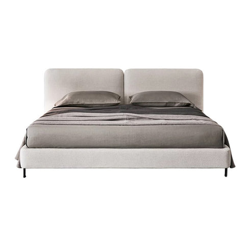 Blaise Cotton Linen Fabric Wide Headboard Minimalist Bed Frame