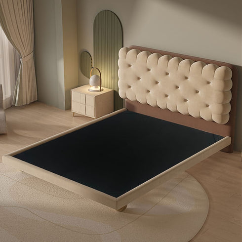 Bliss Velvet Cookie Shaped Modern Upholstered Bed Frame