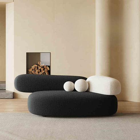 Bobby Modern Boucle Fabric Curved Loveseat Sofa