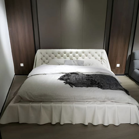 Bohemian Suede Fabric Buckle Headboard Bed Frame