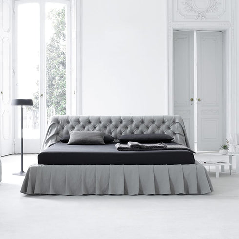 Bohemian Suede Fabric Buckle Headboard Bed Frame